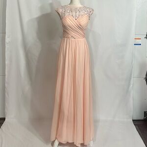 Peach colored formal dress